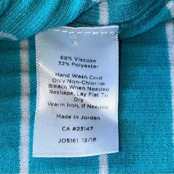 Talbots Turquoise Blue Rib Knit Striped Mock Neck Sleeveless Sweater - S - EUC - Picture 6 of 7